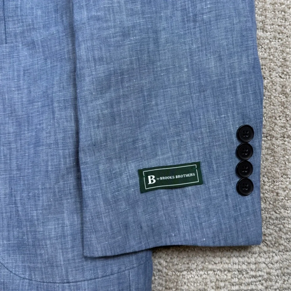 NEW Brooks Brothers Mens 42L Blue 100% Linen Two Button Sport Coat Blazer